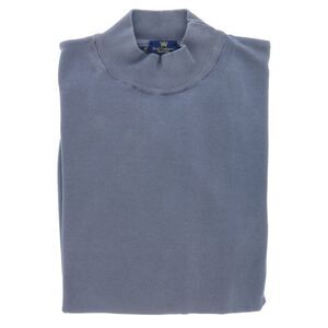 Cotton-Modal Blend Mock Neck Big Mens Indigo Sweater by Real Cashmere